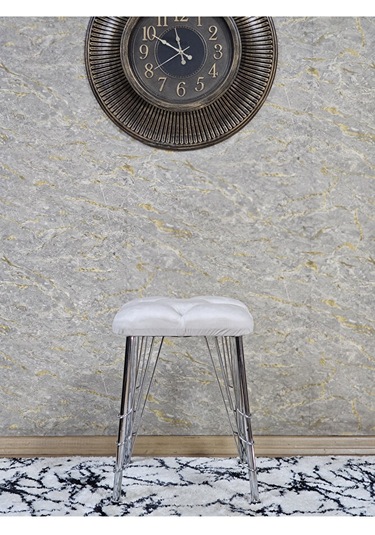 Kare Krom Kaplama Telli Ayaklı Tabure - Oturak - Bar Taburesi - A Çok Renki