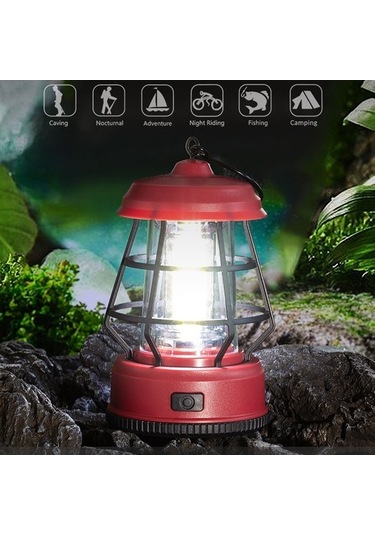 Dancemonkey Vintage Taşınabilir Kamp Lambası, Çadır Işık Feneri, Akülü Açık Hava 001 Ks Altın