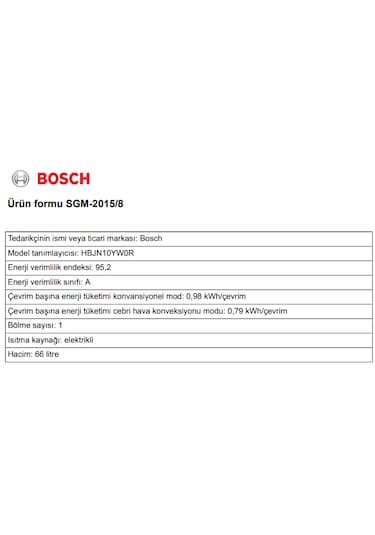 Bosch HBJN10YW0R 66 LT Ankastre Fırın