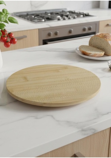Bambu Döner Stantlı Sunumluk - 28 Cm Sarı