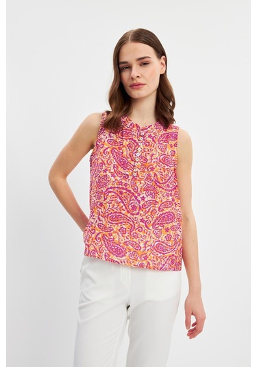 Stella Pulvis Çok Renkli Düğme Detaylı Kolsuz Bluz Çok Renkli