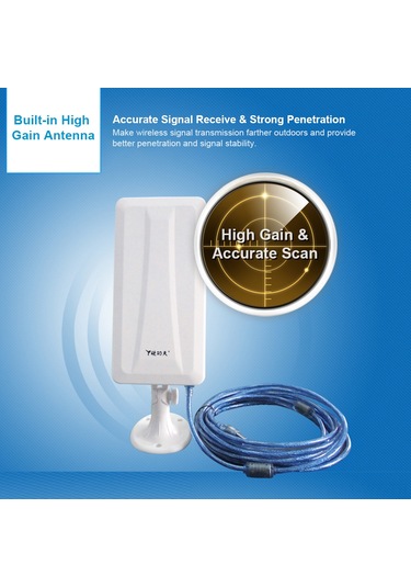 Wezone 150mbps 802.11b/g/n Usb Wifi Alıcısı, Yüksek Güçlü Kablosuz Sinema Zenginleyici, Masaüstü Bilgisayar İçin Ap Dönüştürücü, 5m Kablolu Abs Kasa