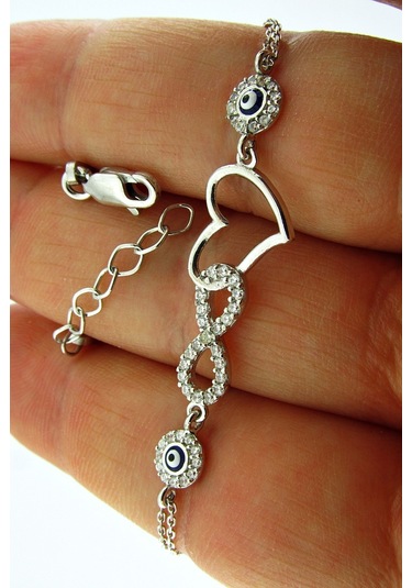 Kalbe Bağlı Sonsuzluk Kadın Gümüş Bileklik Wsb56