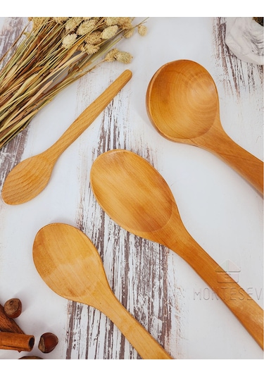 Ahşap Tahta Mutfak Kaşık Seti 4 Parça Kayın, Şimşir Ağacı 4-3