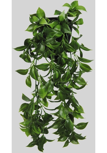 Yapay Çiçek Elmas Saksı İçerisinde Yoğun Dallı 40 Cm Limon Yaprağı Sarkıtı