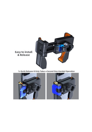 Karbon Desenli Kaymaz Scooter Telefon Tutucu, Turuncu Çok Renkli