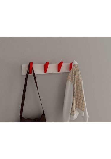 Hepsi3boyutlu Modern Duvar & Kapı Kanca Askılık - 4 Adet Kırmızı Kanca Askılık - Model No : 5 Kırmızı