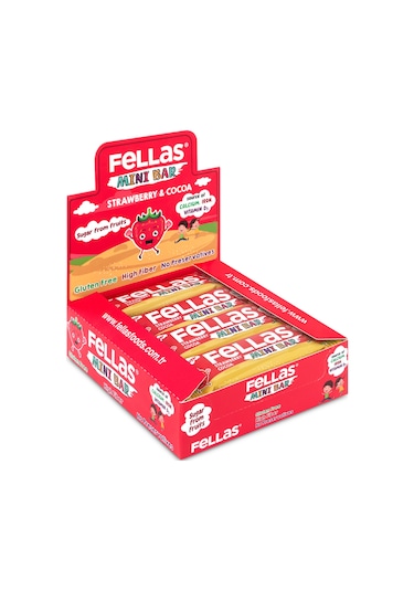 Fellas Çilek ve Kakaolu Mini Kids Meyve Bar 12 x 28 G