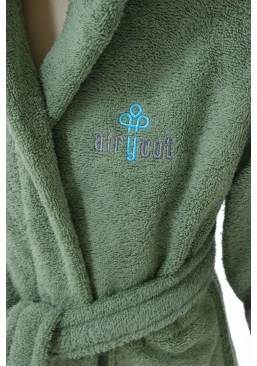 %100 Pamuk Çocuk Bornoz Yeşil Dinozor Yeşil