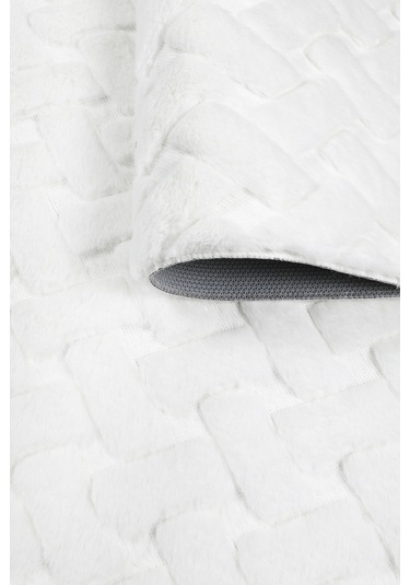 Desenli Tavşan Tüyü Yumuşak 2 Li Banyo Paspası Kaymaz Tabanlı Klozet Takımı Krem Krem