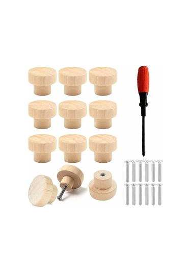 Mobilya Kulpları Ahşap Mobilya Kulpları Yuvarlak Kapı Kolları 12 Ad.