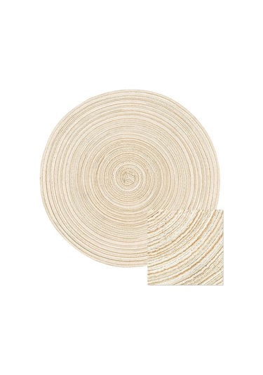 Mufunye Pamuklu Yuvarlak Masa Örtüsü - Pvc Malzeme İle Dayanıklı Ve Şık Bej