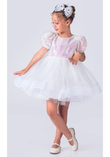 Kız Çocuk Pul Payet Balerin Model Elbise 001