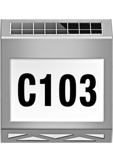 Skycity Güneş Enerjili Paslanmaz Çelik Sayı Tabelası, Işık Kontrollü Led Adres Göstergesi, Otomatik Aydınlatma 8-12 Saat, Ip54 Su Geçirmez Gümüş