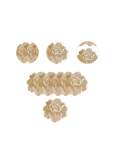 Suntek 6 Adet Çiçek Placemat Pvc Batı Tatil Tezgahı Mutfak Altın Altın