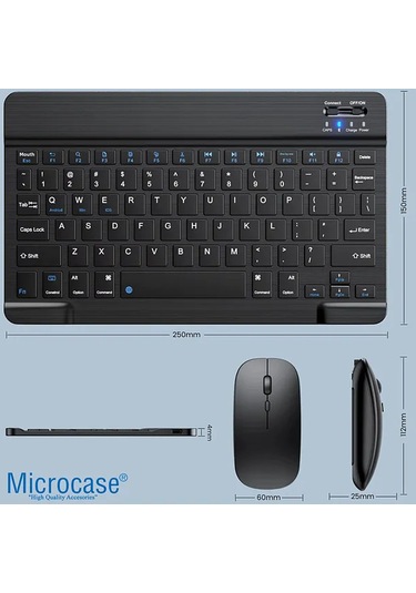 Microcase Tcl Tab 10l Gen 4 İle Uyumlu Türkçe Bluetooth Klavye+mouse+tablet Standı Beyaz Al5166 Lazer