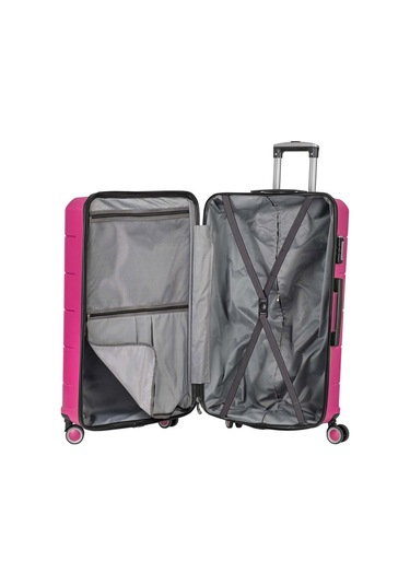 Npo Diamond Pp Polipropilen Kabin, Orta Ve Büyük Boy 3'lü Kırılmaz Valiz Seti-fuşya Fuşya