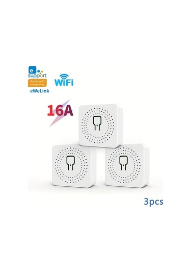 Motion003 3 Adet 16a Mini Akıllı Wifi Anahtarı Alexa Google Home Uyumlu Hub Gerekmez Ewelink