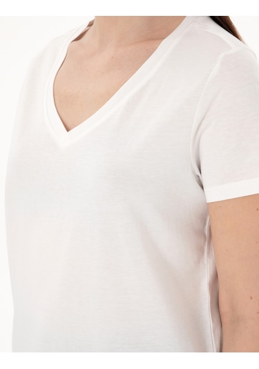Pierre Cardin Kadın Beyaz Tişört Basic 50305749-vr013 Beyaz