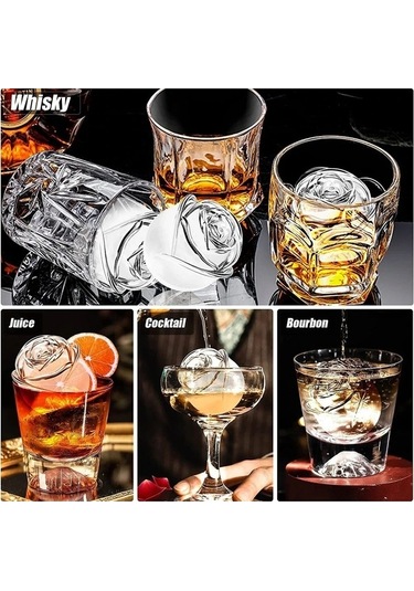 Ulzyvf 2 Adet 3d Buz Küpü Gül Kalıpları 4 Renk, Çok Renkli Tepsiler Çok Renkli