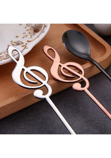 Siyah Paslanmaz Çelik Müzik Notaları Kahve Kaşığı Karıştırma Fincan Kaşık Müzik Çubuğu Dondurma Kaşığı Mutfak Aracı Kaşık Aksesuarları