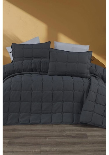 Cratos Comfort Çift Kişilik Yatak Örtüsü Antrasit Antrasit