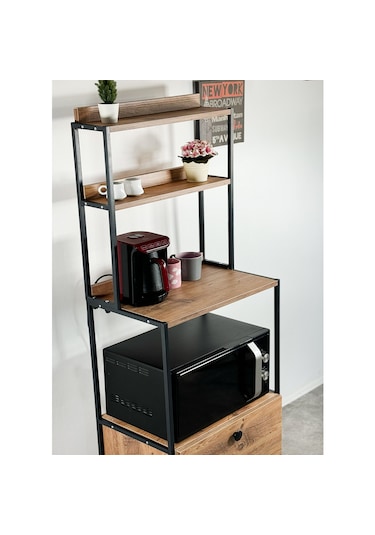 Kapaklı Dolap Mutfak Bangosu Çok Amaçlı Dolap Kahve Köşesi Rafı 5