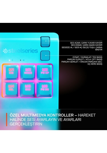 Steelseries Apex 3 Tkl Rgb Suya Ve Toza Dayanıklı Türkçe Gaming Klavye Mavi