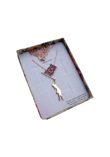 Modahilye 925 Ayar Gümüş Ayyıldız Rozegold Kolye Rose Gold
