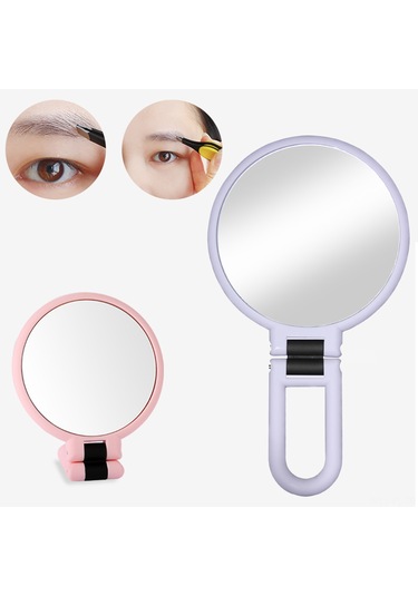Lemestar 10x Büyütmeli Çift Taraflı Makyaj Aynası - Abs Malzeme, Katlanır, Taşınabilir, Masaüstü/çanta Uyumlu Mor El Aynası Mor