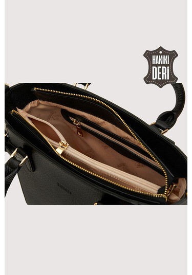 Hakiki Deri Kadın El Çantası Siyah Smr7922 Siyah