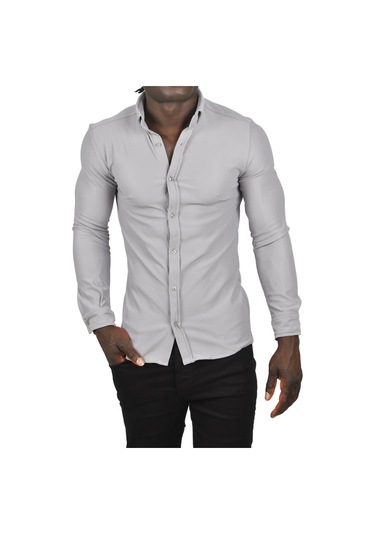 Deepsea Erkek Gri Fitilli Uzun Kollu Gömlek 2500805 Gri
