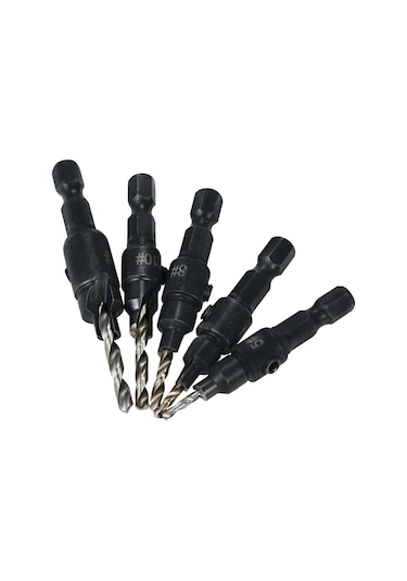 Youmex 5'li Hss Konik Matkap Uç Seti - Ahşap Ve Metal İşleme İçin 1/4" Altıgen Şaftlı Vida Yuva Açma Takımı