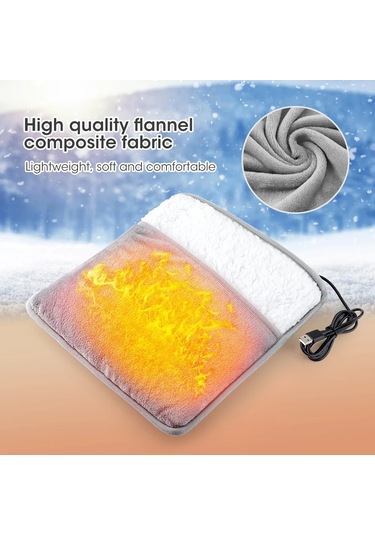 Kış Elektrikli Ayak Isıtma Pedi Usb Şarj Yumuşak Peluş Gri