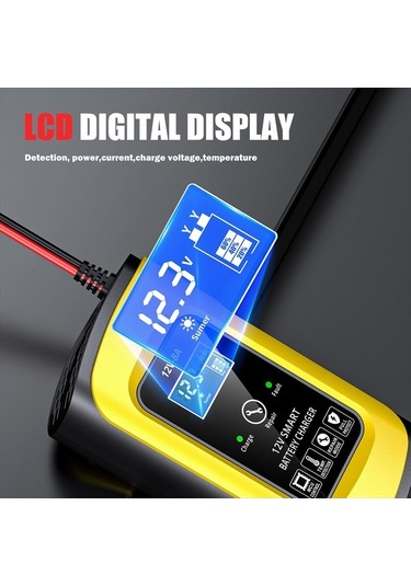Pazly 12v 8a Akıllı Şarj Cihazı - Lcd Ekranlı, Otomatik Sıcaklık Kontrollü, Araç/motosiklet Aküsü Şarj