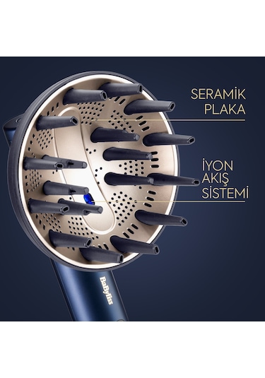 Babyliss Saç Kurutma Ve Şekillendirme Seti Air Wand, Difüzör Başlık Dahil, 1600w, 3 Başlık, İyon Teknolojisi Lacivert, 3 Başlıklı