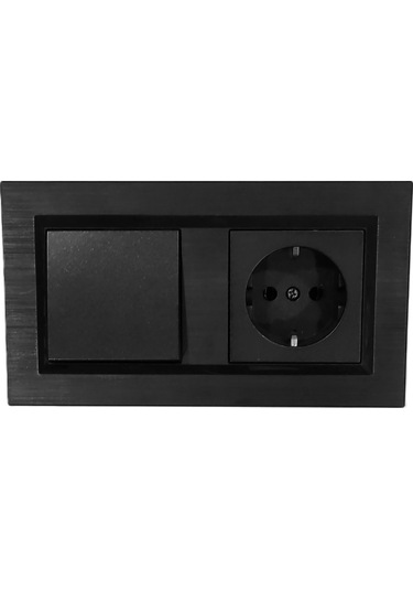 Quantum Siyah Anahtar+topraklı Priz 2'li Set Ovivo 1