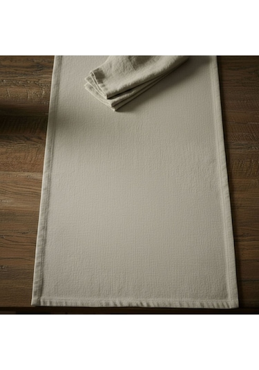1 Adet Organik Pamuk Yıkanabilir Kumaş Runner 37x120 Krem