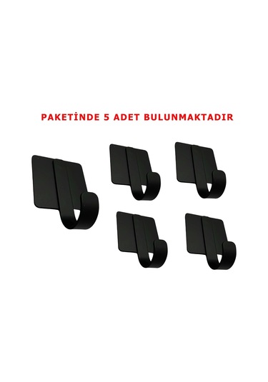 Ardini Kendinden Yapışkanlı Askılık Mat Siyah 03 Pakette 5 Adet Çok Renkli