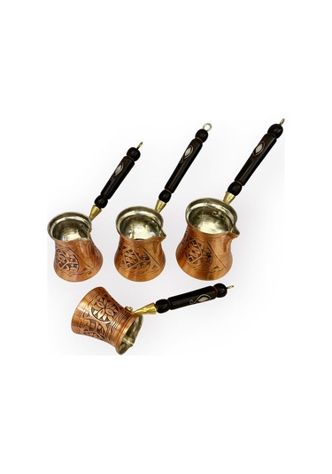 Paşa İşlemeli Skoçlu Bakır Cezve Takımı