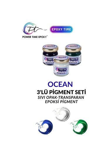 3'lü Opak Transparan Sıvı Pigment Boya Seti Epoksi Için Ocean / 3 Adet Epoksi Boyası/ Deniz