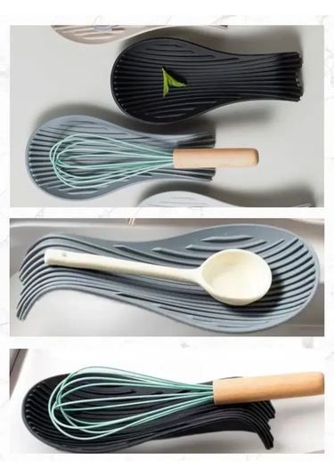 Kosona Evde Kullanımı Kolay, Kalın Ve Isıya Dayanıklı Silikon Kaşık Tutucu - Mutfak Gereçleri İçin Pratik Spoon Rest