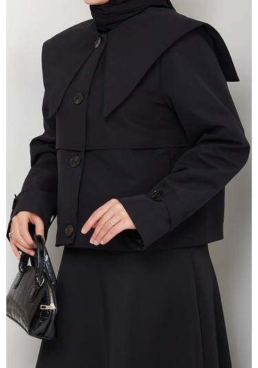 Pelerin Görünüm Astarlı Trenç 1625 - Siyah Siyah