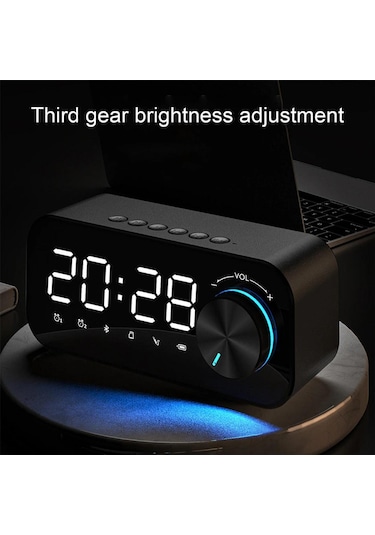 Gajeena Beyaz Bluetooth 5.0 Hoparlör - Led Alarm Saat, Tf Kart Desteği, 10m Bağlantı Mesafesi, 1200mah Pil İle Usb Beslemeli
