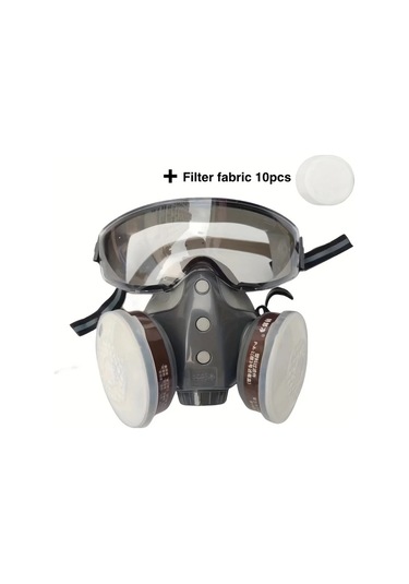 Willowhaven Gaz Maskesi + 10 Filtre Pedi Toz Boya Pestisit Kimyasallara Karşı Tam Yüz Solunum Maskesi