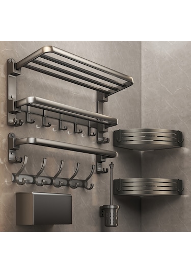 Banyo Havlu Askıları, Banyolar İçin 2 Katlı Havlu Askıları, Alüminyum Çay Havlu Askıları, Mutfak Tuvalet Otel Ofis İçin Çift Çubuklu Havlu Rafları Gri 60cm Gri
