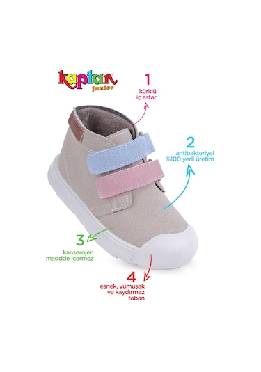 Kaptan Junior Kız Bebek Çocuk Botu Ortopedik İlkadım Kaymaz Taban Bmlk 550 Krem