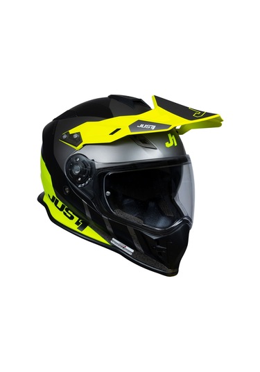 Just1 J34 Pro Outer Space Kapalı Motosiklet Kaskı Siyah Antrasit Sarı Gri - Sarı