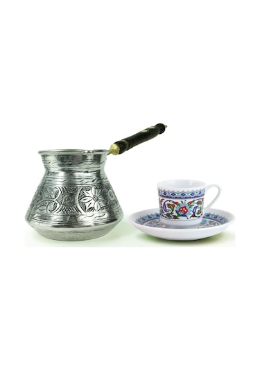 Shark Anatolia Külhan Bakır Cezve 580 ML Gümüş
