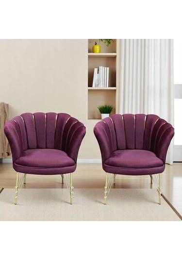 2 Tekli Bordo Kumaş Gümüş Metal Ayak - Balkon Ofis Bekleme Çay Seti Koltuk Takımı Bordo